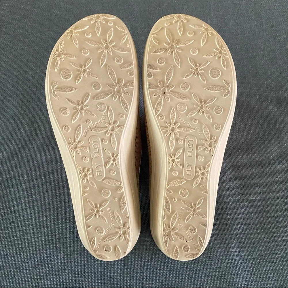 Fly Flot Clog Slip-on Mule Tan Mesh Comfort Anti-shock Anatomic Size US 7.5 - Picture 7 of 11